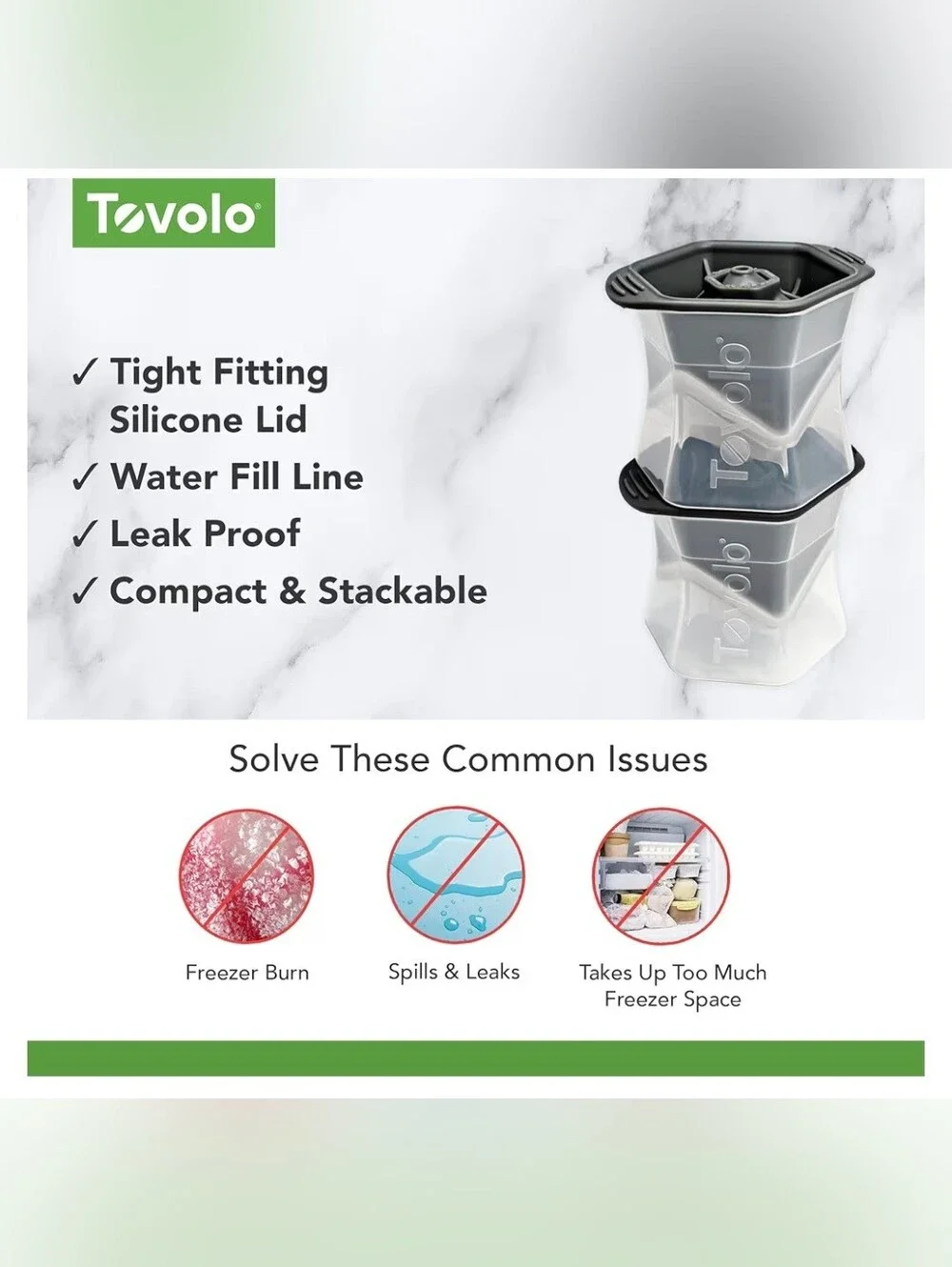 Set of 4 Tovolo Ice Molds: 2 Spheres & 2 XL Cubes for Whisky/Cocktails, BPA Free
